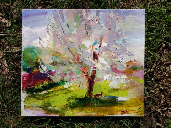 Warm day Blossoming Original oil painting