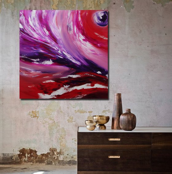 Fairy tale II, 60x60 cm, Deep edge, Original abstract painting, oil on canvas