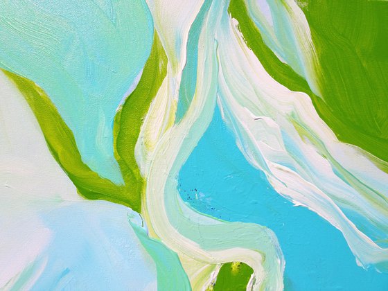 OCEAN SONG. Abstract Blue, Teal, Green Acrylic Coastal Art