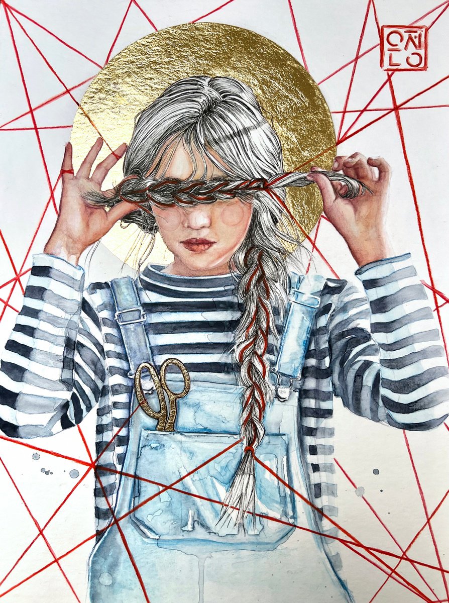 Portrait Watercolour By Natali Part, 12 X 16", Eyes Wide Shut, Original Artwork