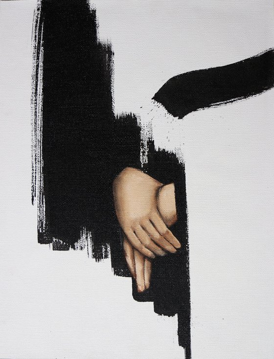 Humility-BLACK LINE, OIL PAINTING,HOME DECOR, OFFICE DECOR, ORIGINAL GIFT