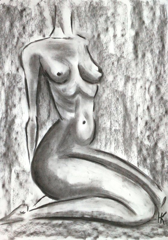 Woman Nude Charcoal Art