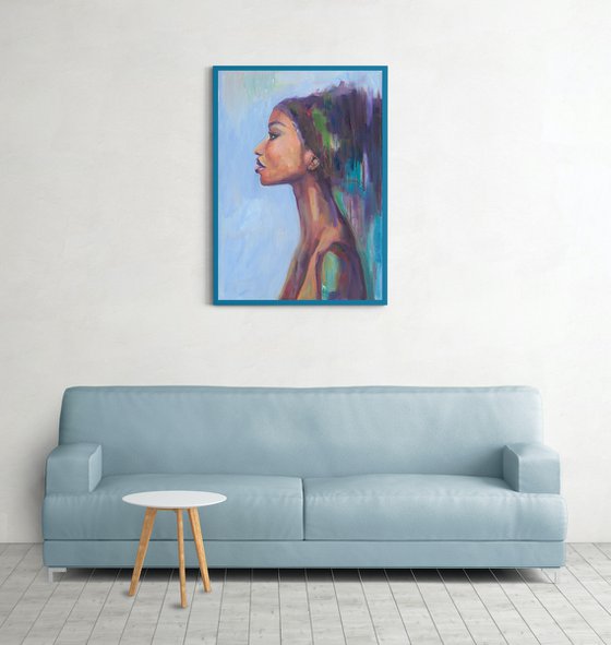 DIGNITY • African American woman portrait wall art / original oil painting and giclee prints
