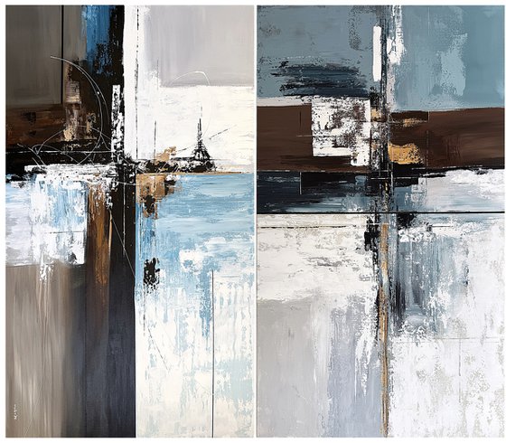 Interwoven Horizons set diptych