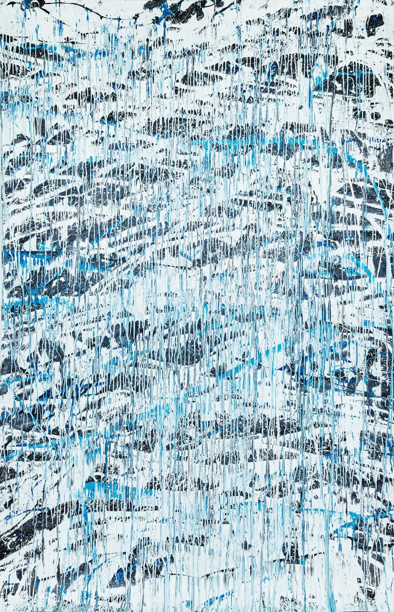 Organic Abstract Acrylic Painting By Simon Findlay, 70 X 108", Trying To Be Colourful, Original Artwork