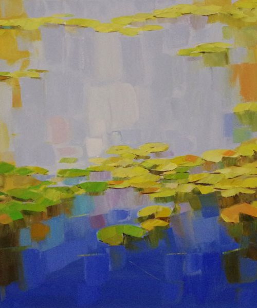 Waterlilies, Large Original oil Painting, Portrait Orientation,  Impressionism, Handmade artwork, One of a Kind by Vahe Yeremyan