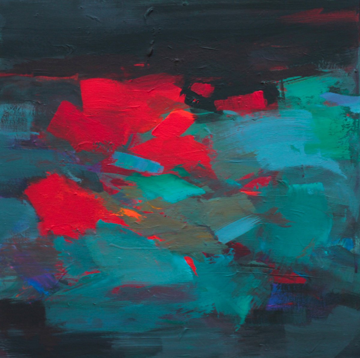 Abstract Acrylic Painting By Ute Laum, 20 X 20", Passion And Love, Original Artwork