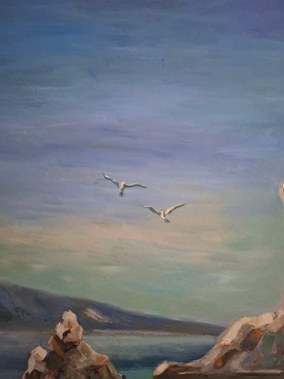 Oil painting Croatian seascape