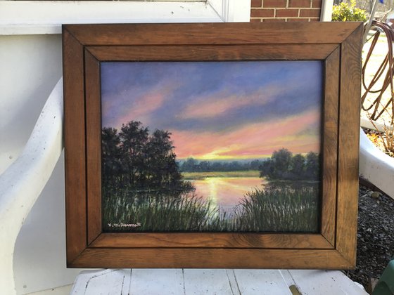 SALT MARSH SUNDOWN oil 11X14