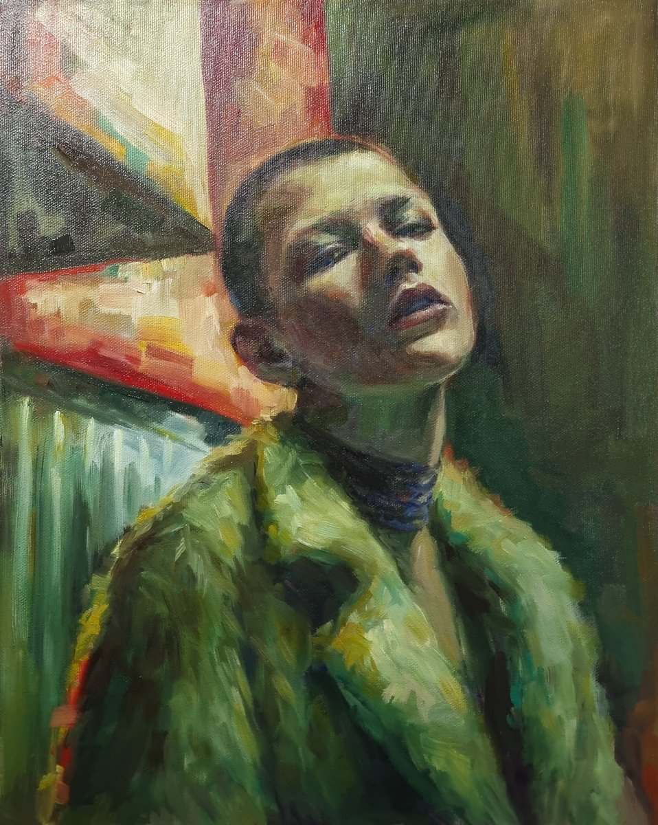 Expressive Portrait Oil Painting By Artmoods Tp, 13 X 16, Berlin 80S, Original Artwork