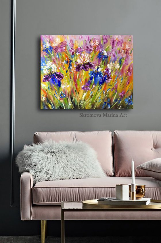 MESSENGERS OF BRIGHTNESS - Irises. Rainbow flower. Juicy colors. Flower meadow. Summer. Good mood. 3d flowers. Texture.