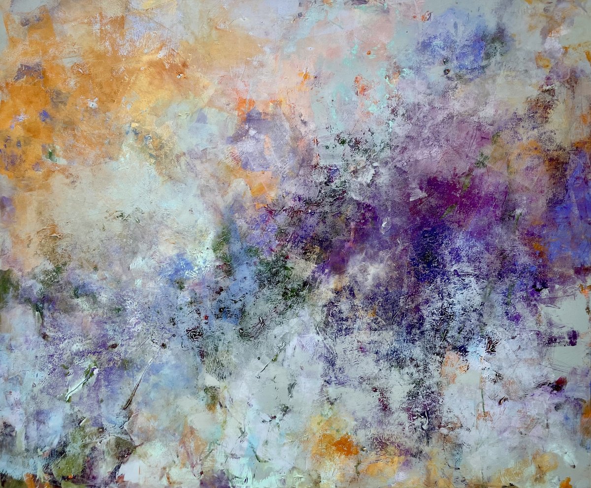 Abstract Acrylic Painting By Miri Baruch, 47 X 39", The Dance Of Streams, Original Artwork