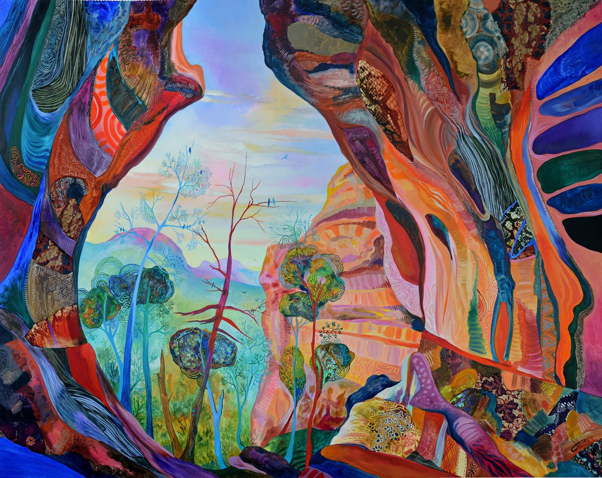 Urban And Pop Landscape Oil Painting By Silvia Pavlova, 51 X 39", "Awakening", Original Artwork