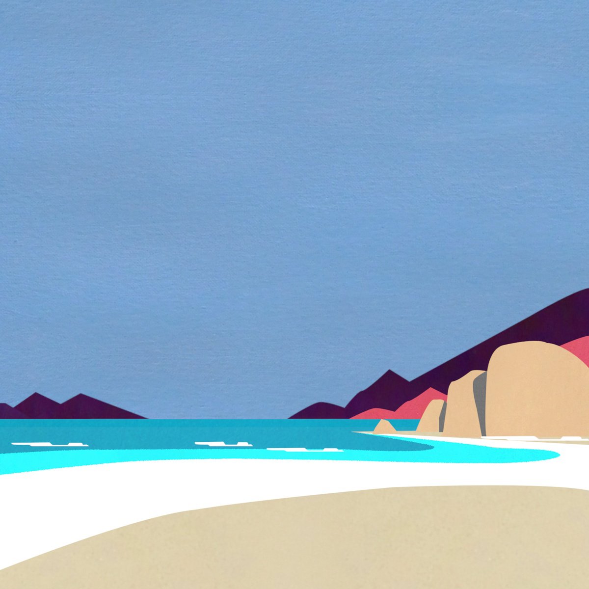 Abstract Landscape Acrylic Painting By Marina Krylova, 39 X 39", Seascape #11, Original Artwork