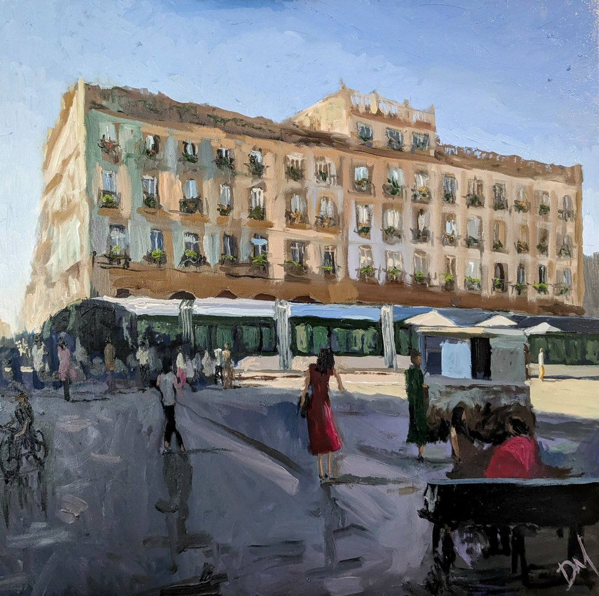 Impressionistic Landscape Oil Painting By Daniel Murgatroyd, 31 X 31, Place De La Comedie, Bordeaux, Original Artwork