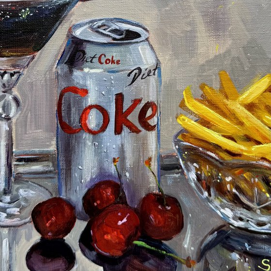 Still Life with Coke,Cherries and Fries