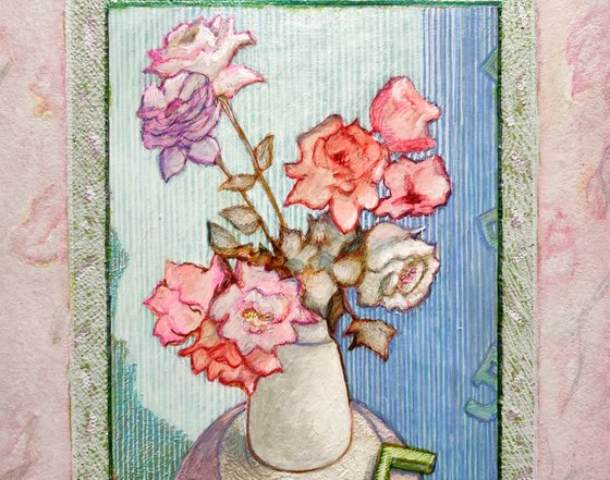 VASE OF FLOWERS WITH NUMBER 5