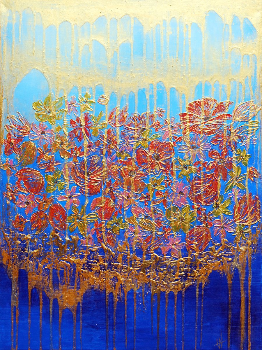 Organic Abstract Acrylic Painting By Vanada Abstract Art, 24 X 31", Wonder Garden, Original Artwork