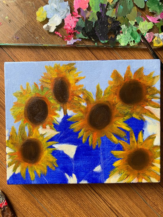 Sunflowers ! Oil painting! Ready to hang canvas