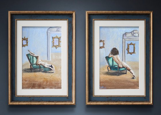 Cutie Naked Woman Soft Pastel