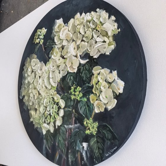 White hudrangea painting