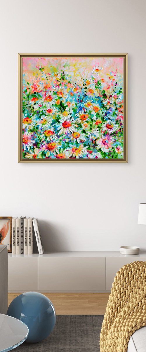 Starry Stillness- White Daisies Mums by Soos Roxana Gabriela
