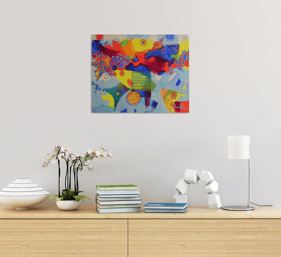 "Fantastic fish II" Original painting Oil on canvas Abstract Home decor