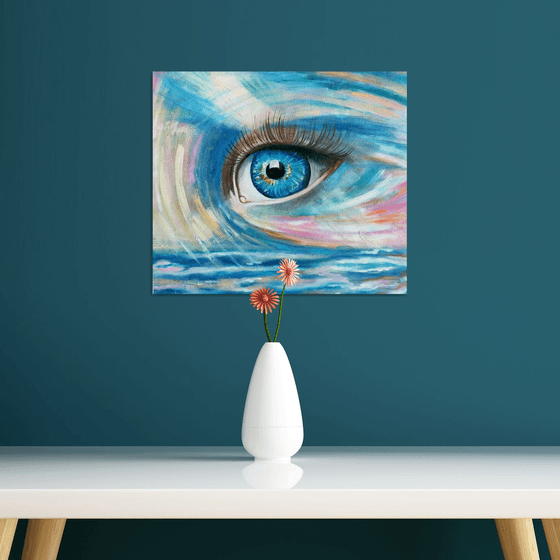 Gaze, Eye Painting Original Art Esoteric Artwork Occult Wall Art