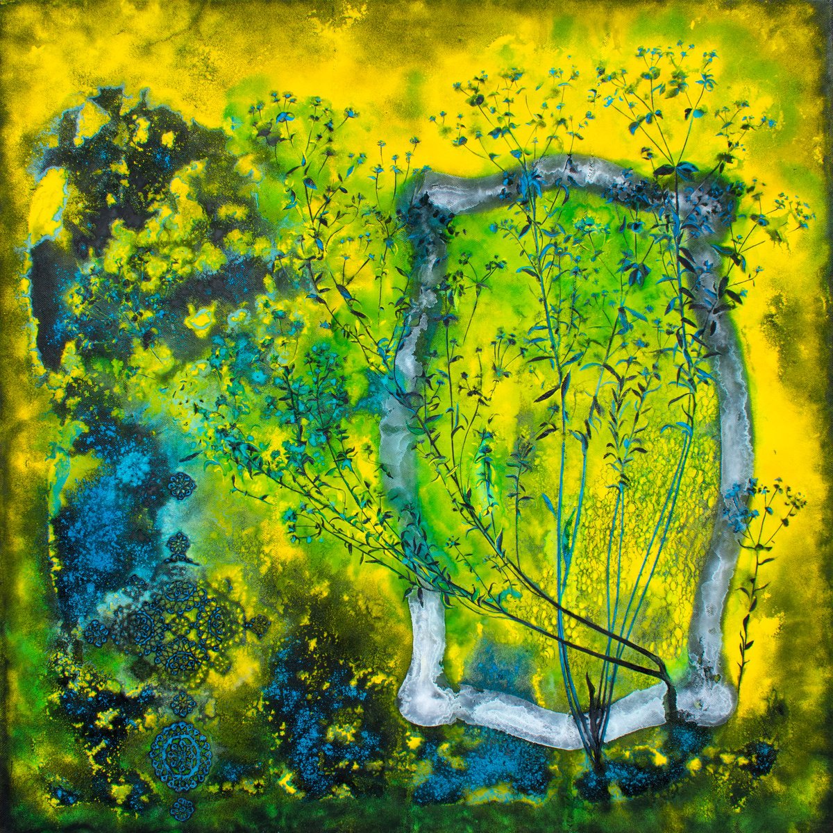 Impressionistic Landscape Painting By Milena Nicosia, 55 X 55", Specchio,Servo Delle Mie Brame, Original Artwork