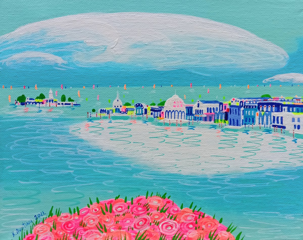 Impressionistic Landscape Acrylic Painting By Katrina Avotina, 16 X 12", Away From The Crowd, Original Artwork