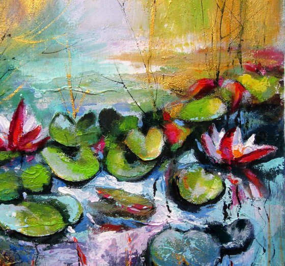 Water lilies with gold
