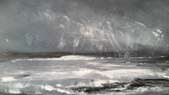 Incoming Tempest - Monochrome, XL, Seascape, Modern Art Office Decor Home (2016)