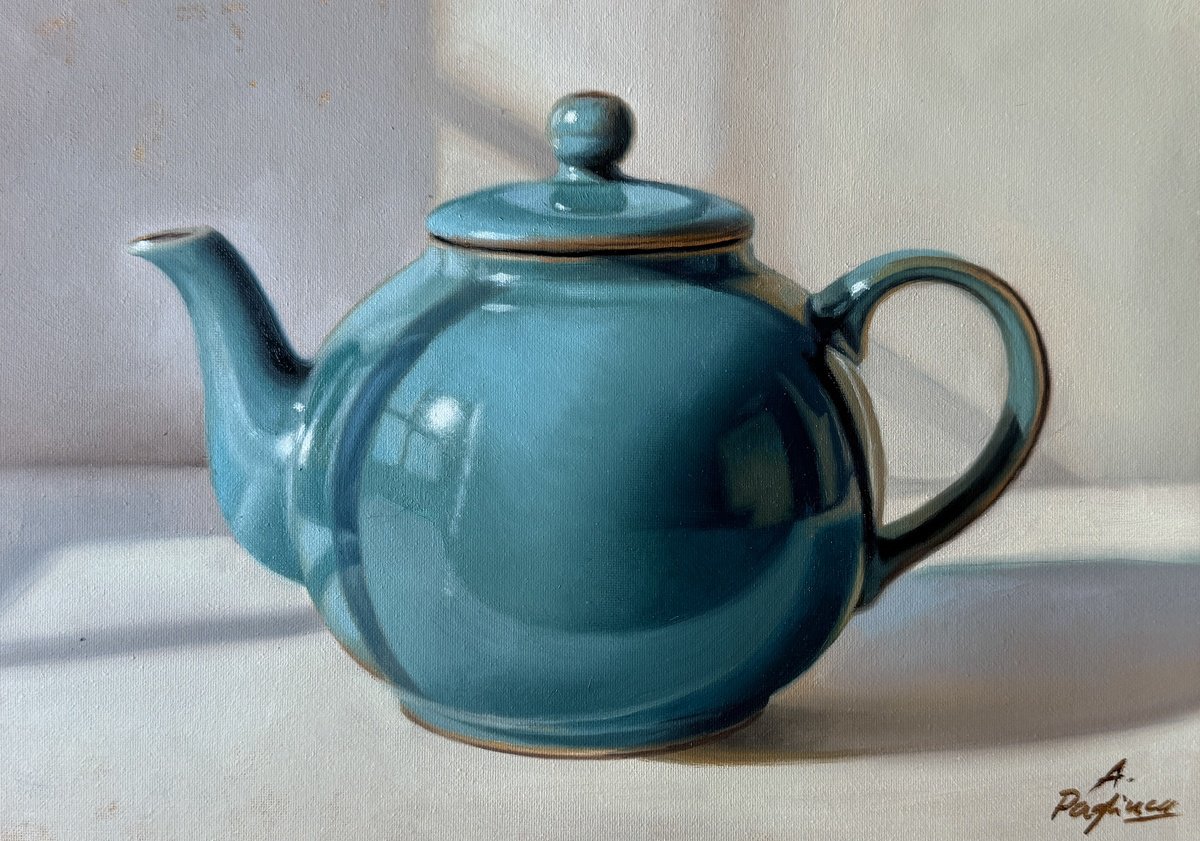 Photorealistic Oil Painting , Teapot By Alessandra Pagliuca, 15 X 11, Artwork For Sale On Artfinder