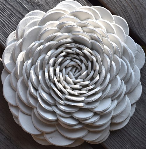 Ranunculus Bulb - Clay Wall Sculpture by Nataliya Stupak
