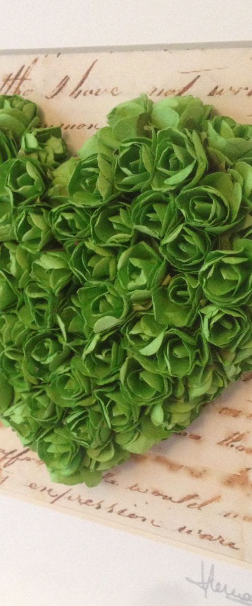 Old letter of Love, 2016 Heart of Roses (GREEN) by Hernan Reinoso