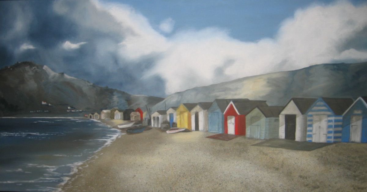 Beach Huts at Budleigh by Nicola Colbran
