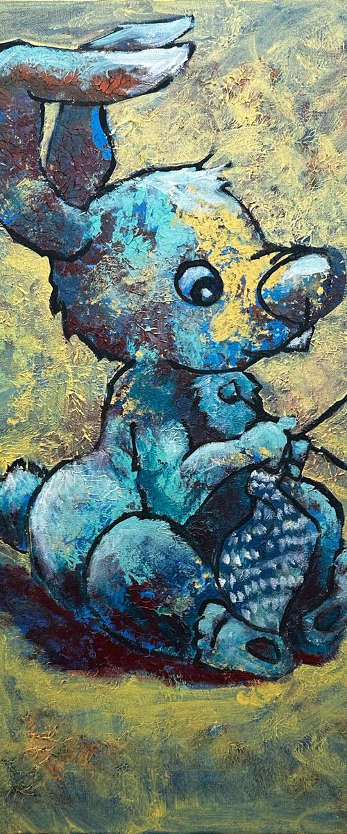 ORIGINAL painting 24"x18 Busy Rabbit by Gabriella DeLamater