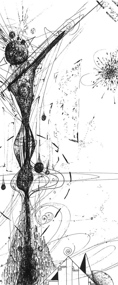 SUBLIME INK DRAWING BY MASTER OVIDIU KLOSKA STILL LIFE LIKE COSMIC ENERGY LIGHT EXPLOSION by Kloska Ovidiu
