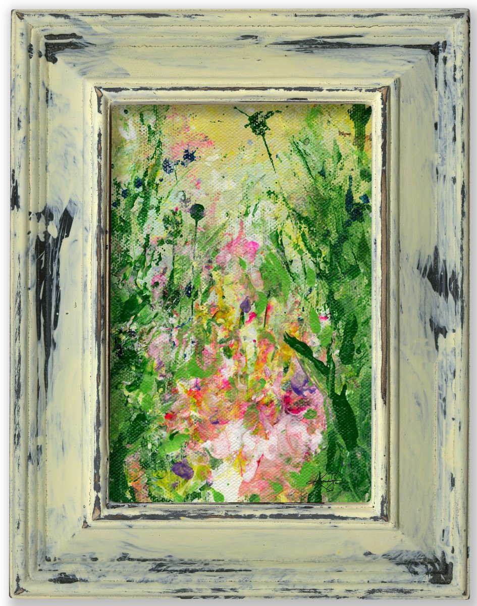 Shabby Chic Charm 25 - Framed Floral art in Painted Distressed Frame by Kathy Morton Stani... by Kathy Morton Stanion