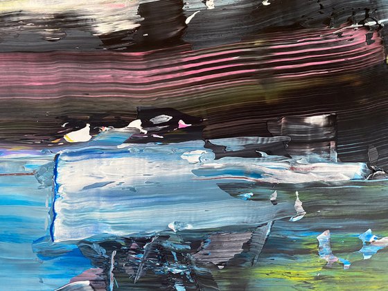 Sturm Und Drang - Original PMS Abstract Acrylic Painting Diptych On Recycled Wood and Wooden Desk Panels - 48" x 40"