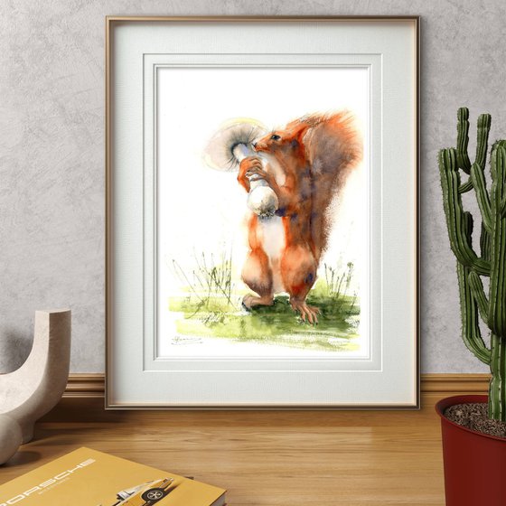 Squirrel with Mushroom