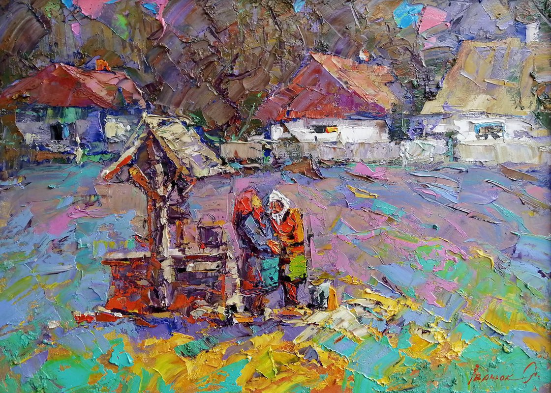 PaintingsOil painting the edge of the village Kalenyuk Оksаnа purchases original picture