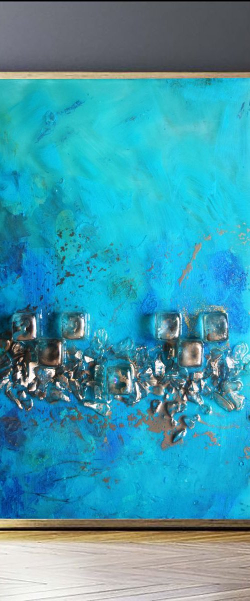 Blue Marine / Glass 30 cm x 40 cm by Anna Sidi-Yacoub
