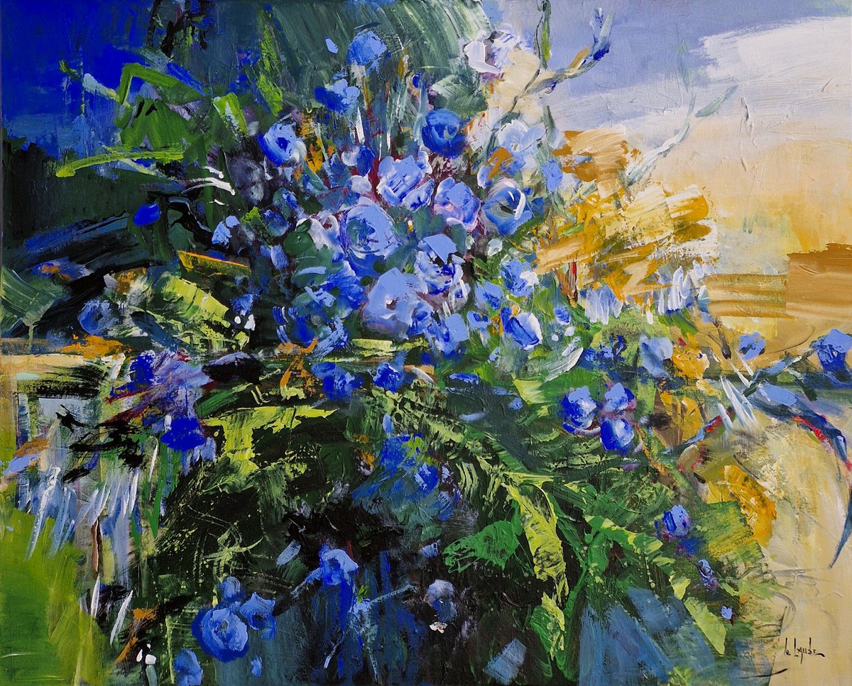 Impressionistic Botanical Acrylic Painting By Irina Laube, 39 X 31, Impressions Of Summer, Original Artwork