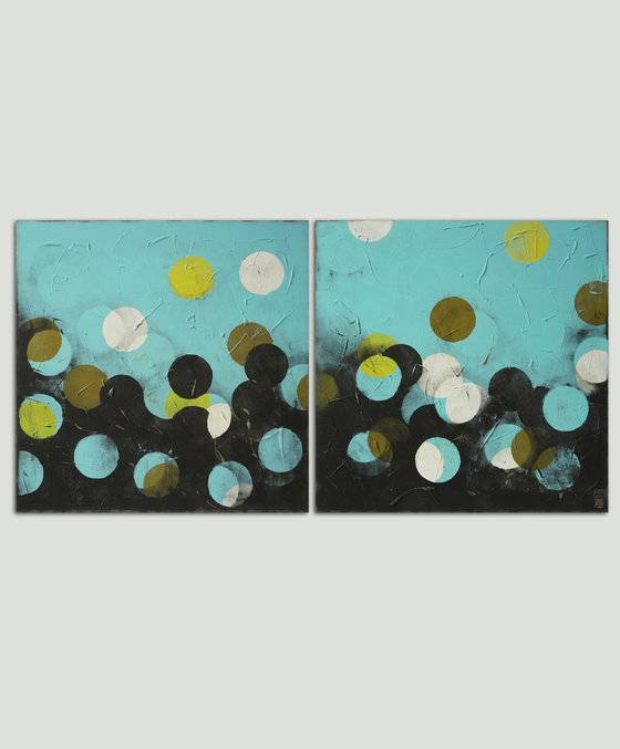 Turquoise Circle Line - Twin XL 160x80cm