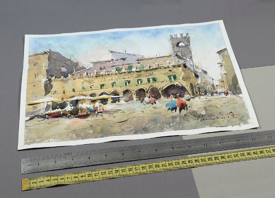 Ascolli Piceno Watercolor Landscape Art