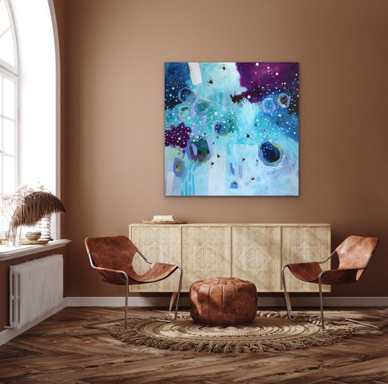 C'est écrit dans le ciel - Original abstract painting on canvas - Ready to hang