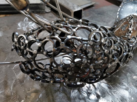 Seed of eternity germinating fascinating welded steel sculpture by master O KLOSKA