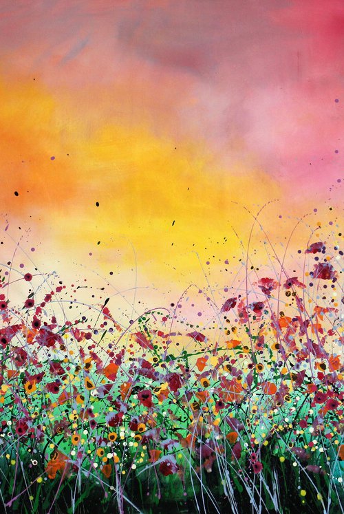 Liberty #3 - Super sized original abstract floral landscape by Cecilia Frigati