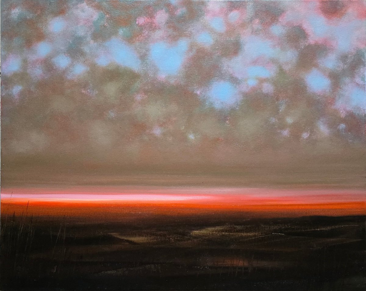 Impressionistic Landscape Oil Painting By Faith Patterson, 28 X 22, Edge Of Dusk, Original Artwork